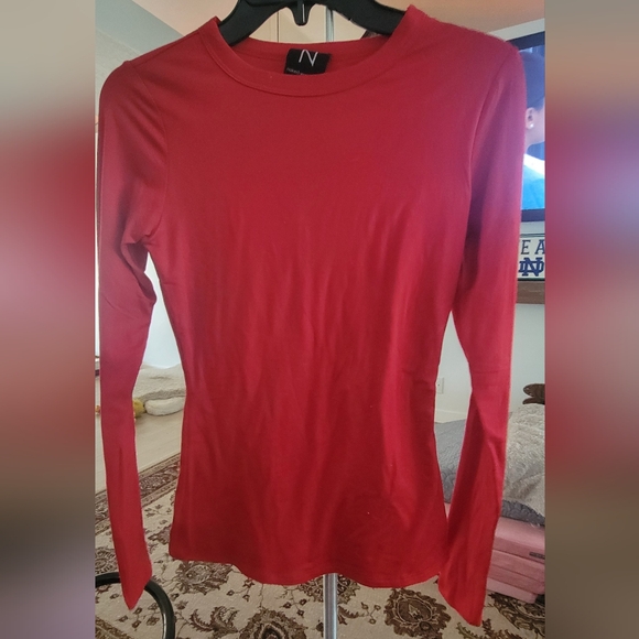 Naked Wardrobe Red Fitted Long Sleeve Tee - Picture 1 of 3